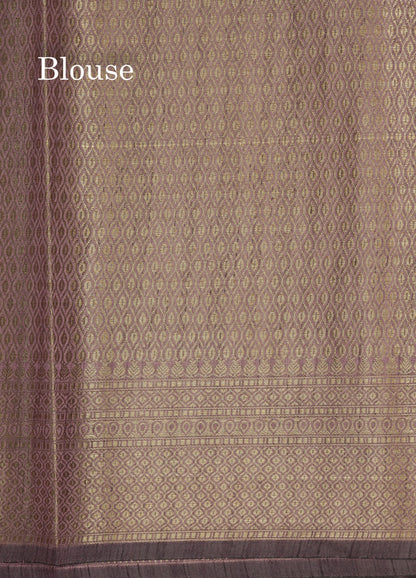 Brown Semi Tussar Saree With Fancy Border