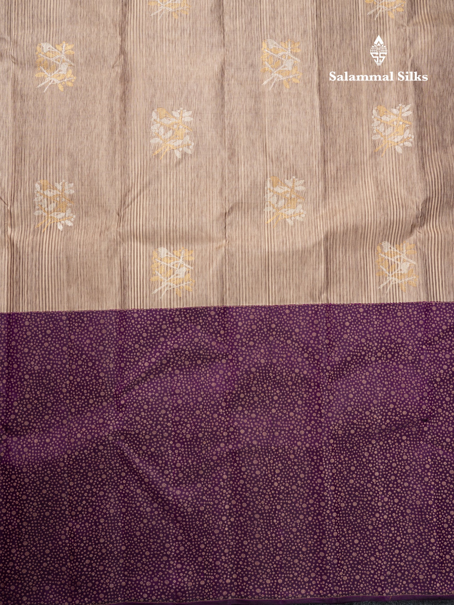Fancy Koravi Wooden Design Body Pure Kanjivaram Silk Saree With Long Contrast Dark Purple Border