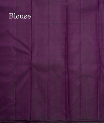 Fancy Koravi Wooden Design Body Pure Kanjivaram Silk Saree With Long Contrast Dark Purple Border