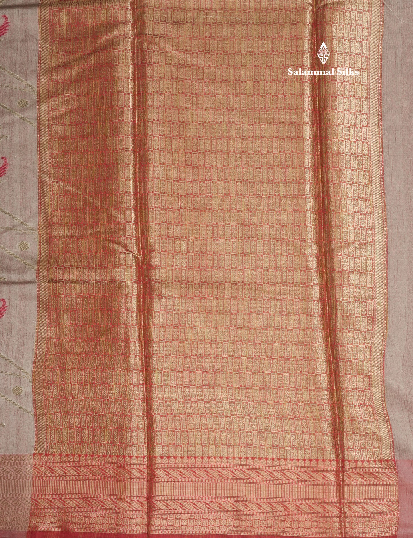 Grey Semi Tussar Saree With Fancy Border