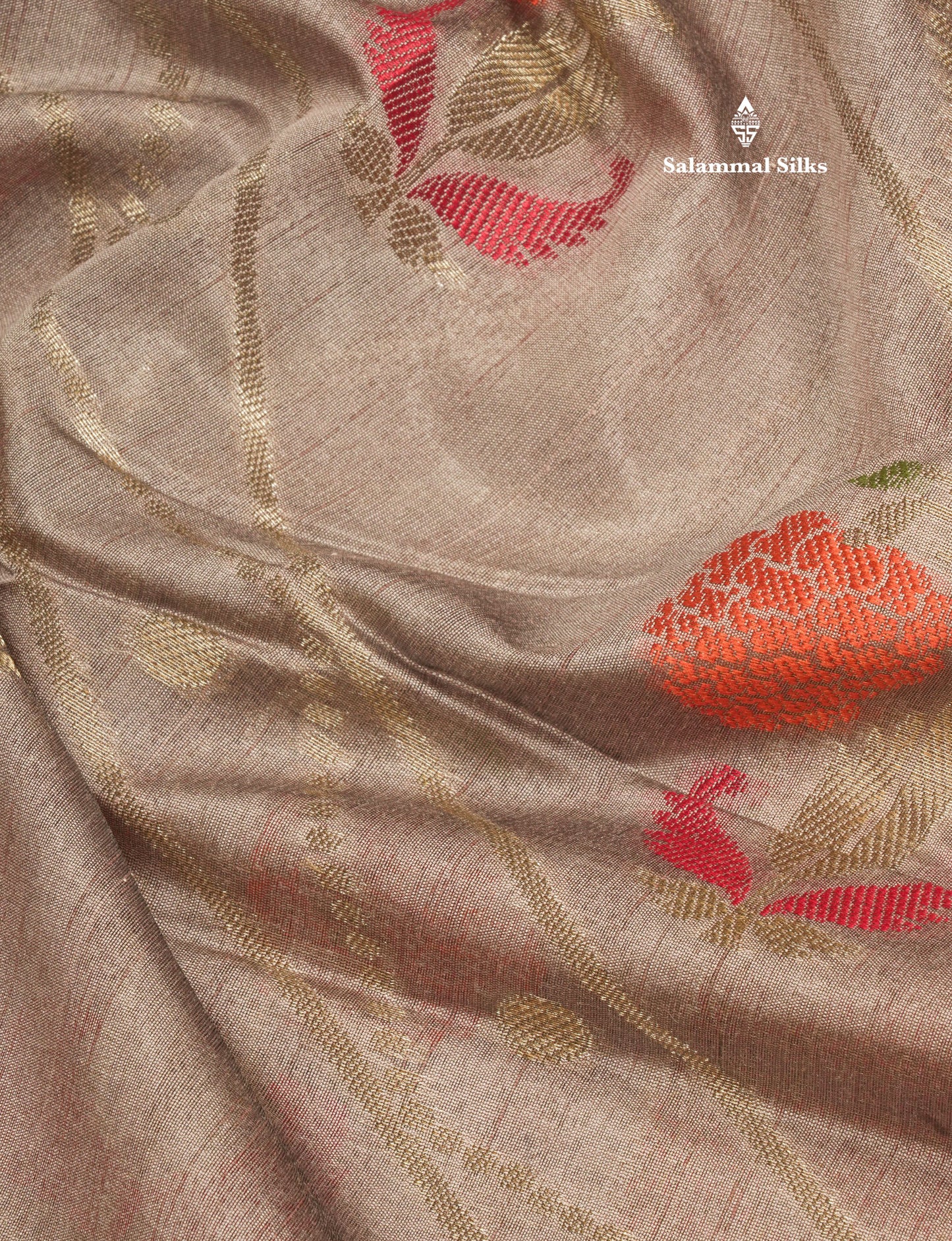 Grey Semi Tussar Saree With Fancy Border