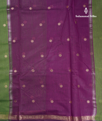 Beautiful Bottle Green Maheshwar Cotton Saree With Contrast Maroon Blouse