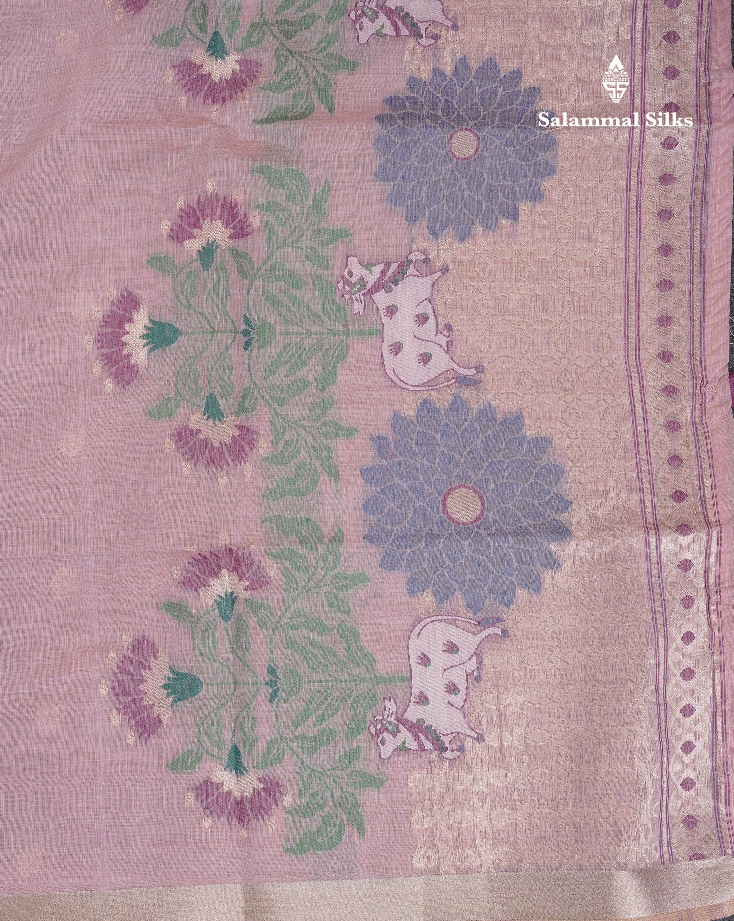 Beautiful Dark Peach Muga Cotton Saree With Contrast Pink Blouse
