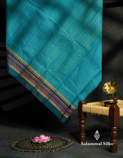 Beautiful Grey Plain Pure Chettinad Cotton Saree With Black Thread Work Border
