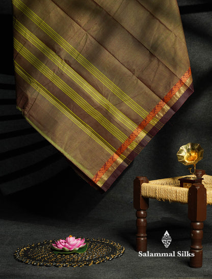 Beautiful Mehandi Green Pure Chettinad Cotton Saree With Thread And  Zari Border