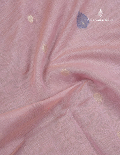Beautiful Dark Peach Muga Cotton Saree With Contrast Pink Blouse