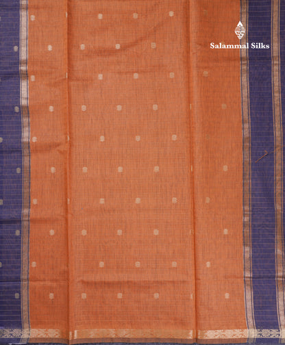 Beautiful Dark Purple Cotton Mix Saree With Contrast Mustard Yellow Blouse