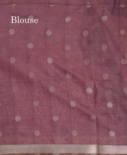 Beautiful Dark Peach Muga Cotton Saree With Contrast Pink Blouse