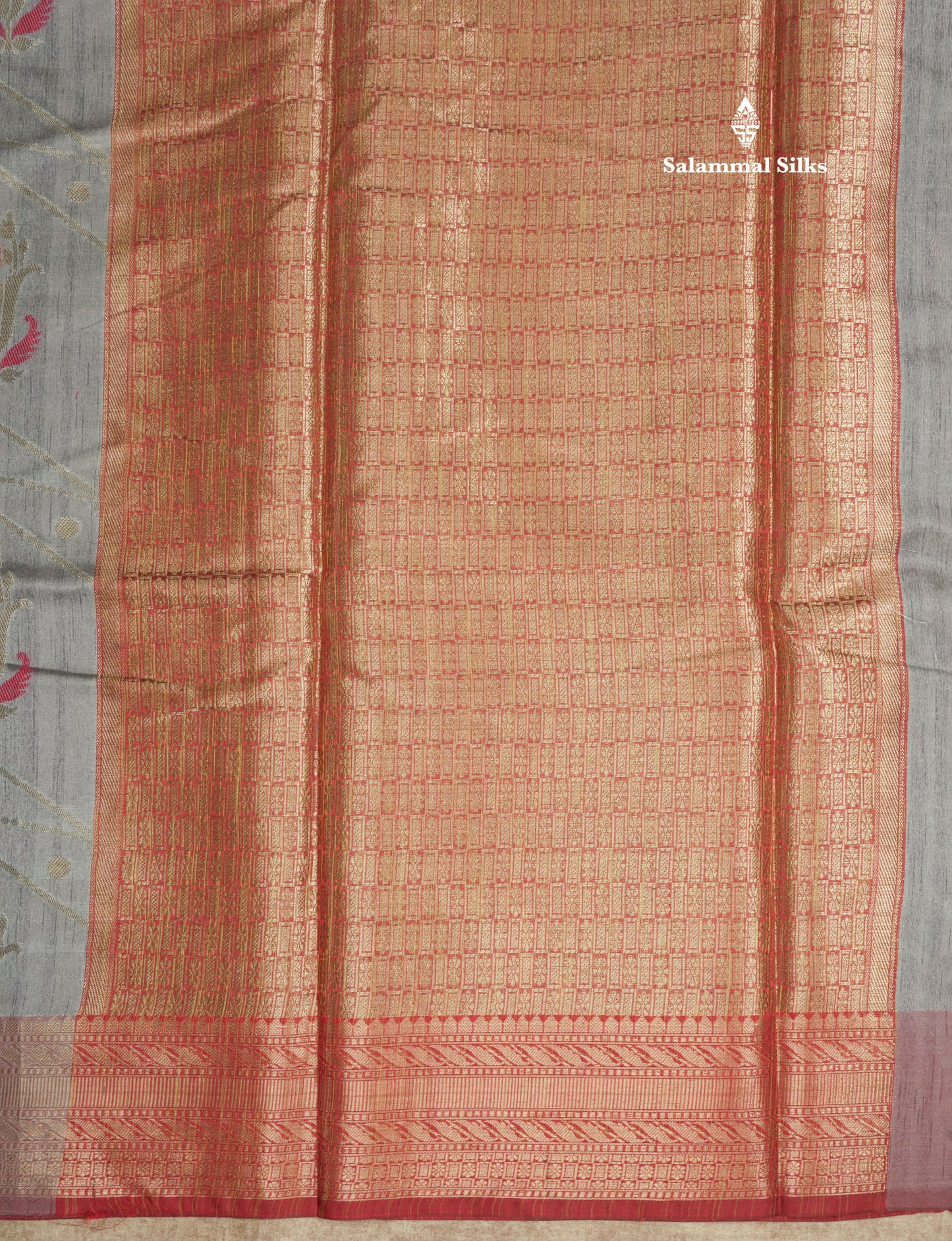 Grey Semi Tussar Saree With Fancy Border