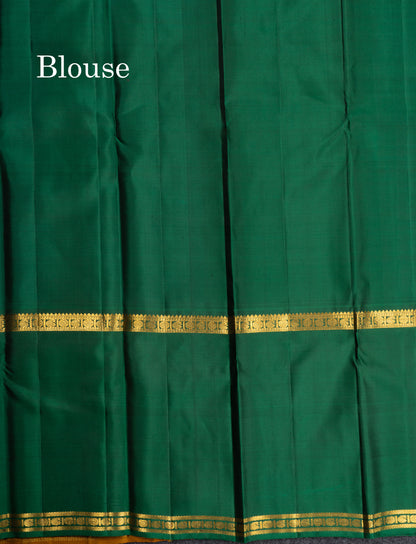 Black Checks Pure Kanjivaram Silk Saree With Contrast Long Ganga Jamuna Border