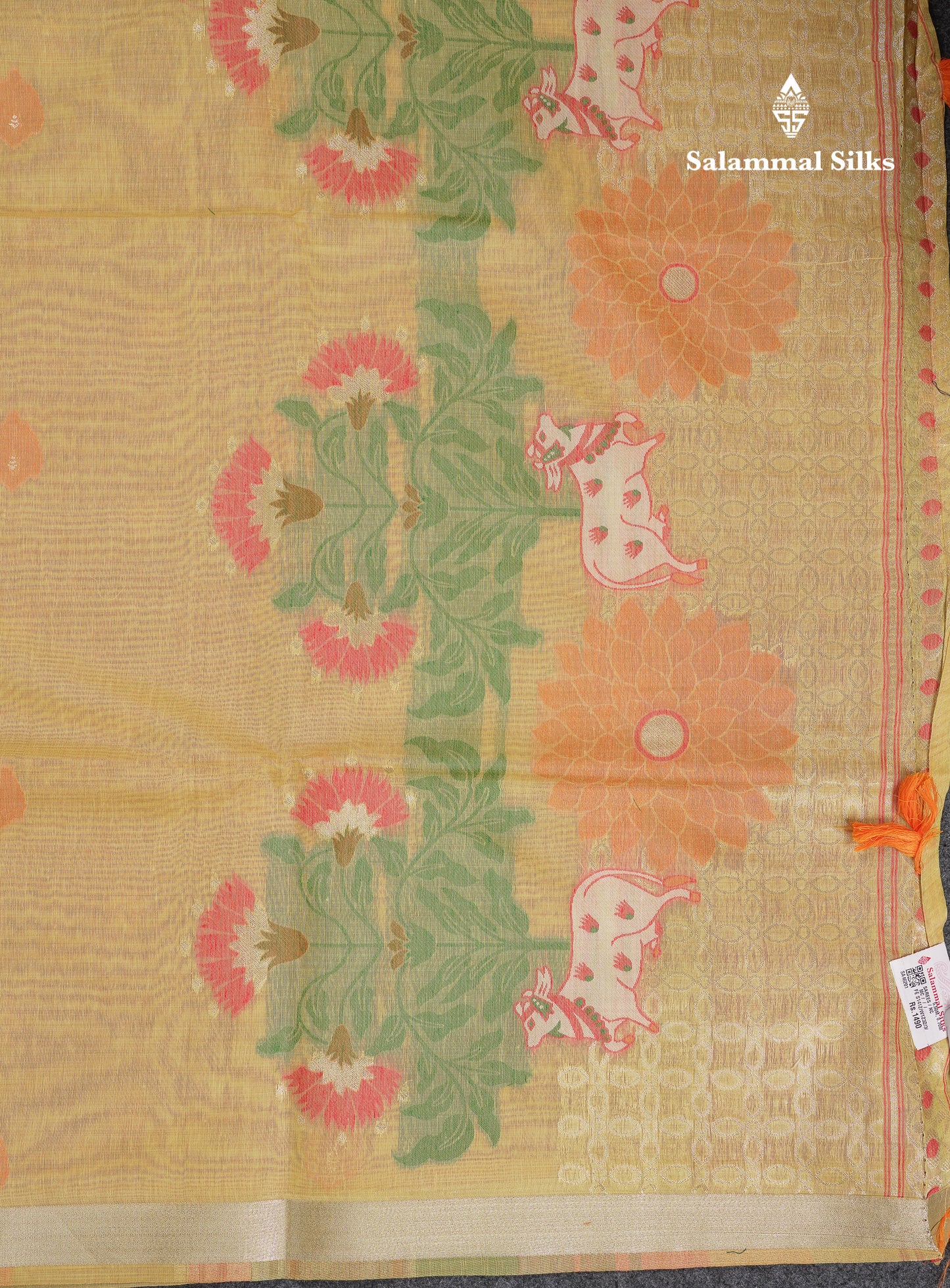 Beautiful Dark Peach Muga Cotton Saree With Contrast Pink Blouse