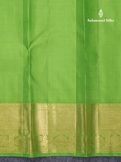 Royal Blue Beautiful Traditional Buttas Pure Kanjivaram Silk Saree With Parrot Green Evening Morning Korvai Border