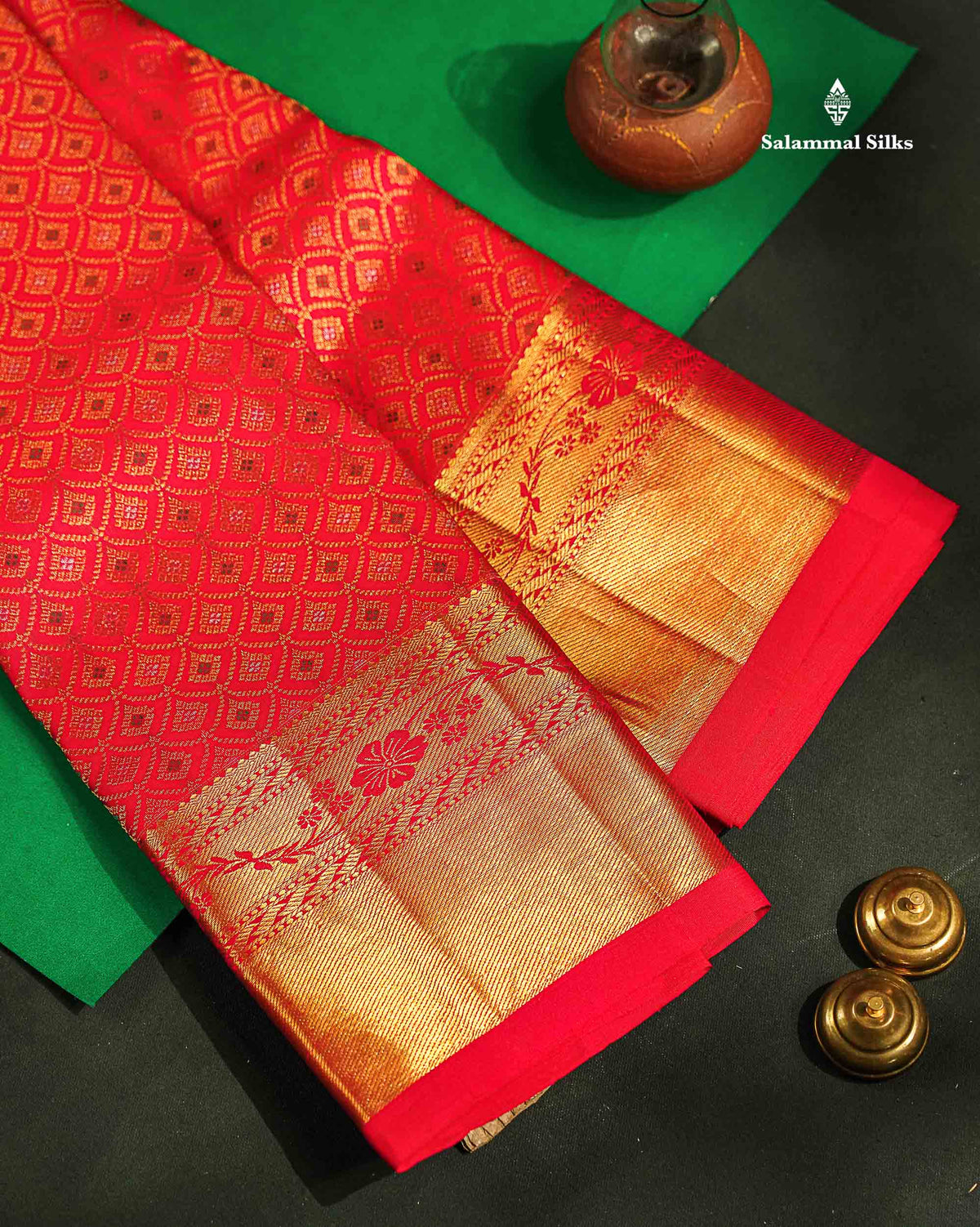 Beautiful Chilly Red Menakari Work Bridal Pure Kanjivaram Silk Saree With Traditional Border