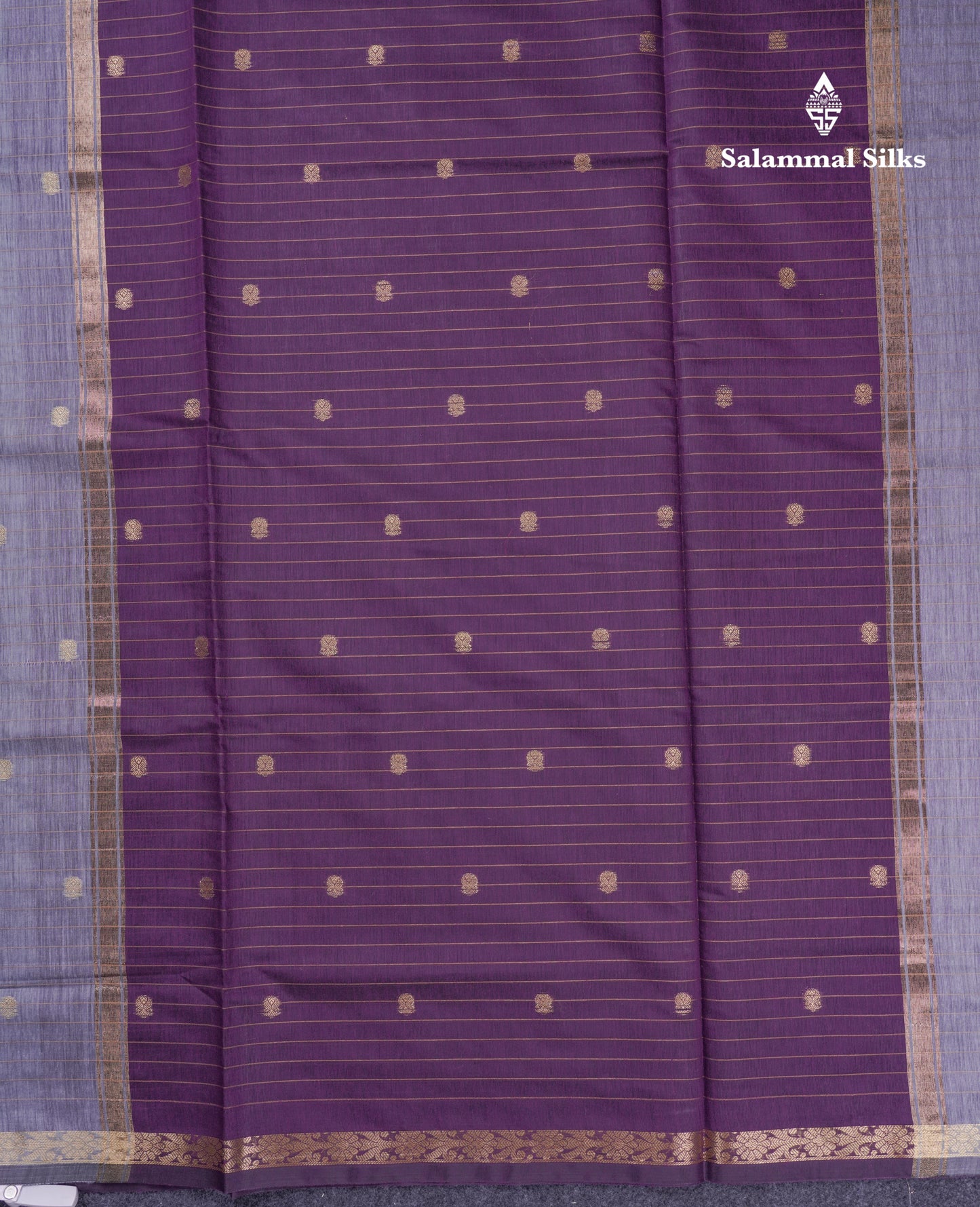 Beautiful Dark Purple Cotton Mix Saree With Contrast Mustard Yellow Blouse