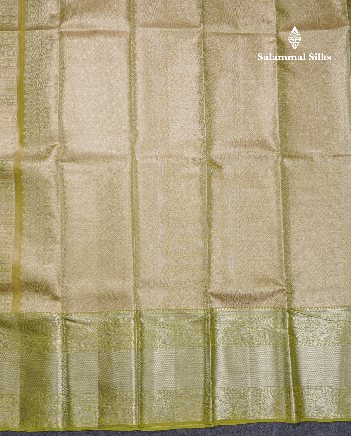 Dual Tone Green Beautiful Grand Bridal Pure Kanjivaram Silk Saree With Parrot Green Border