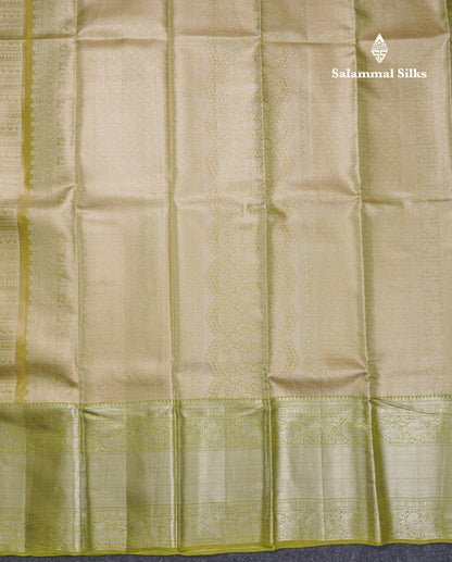 Dual Tone Green Beautiful Grand Bridal Pure Kanjivaram Silk Saree With Parrot Green Border
