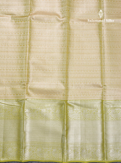 Dual Tone Green Beautiful Grand Bridal Pure Kanjivaram Silk Saree With Parrot Green Border