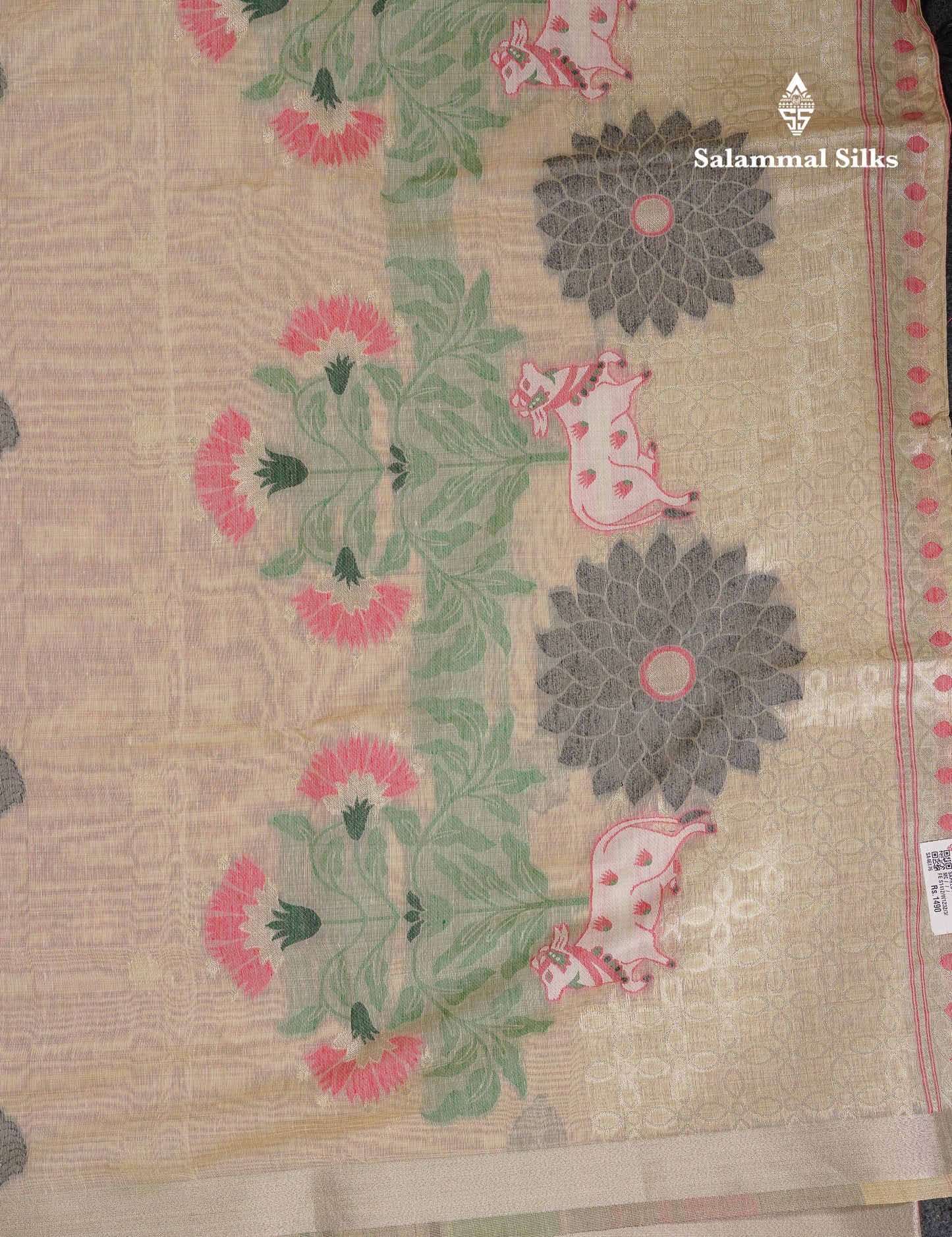 Beautiful Dark Peach Muga Cotton Saree With Contrast Pink Blouse