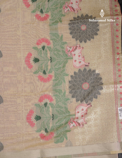 Beautiful Dark Peach Muga Cotton Saree With Contrast Pink Blouse