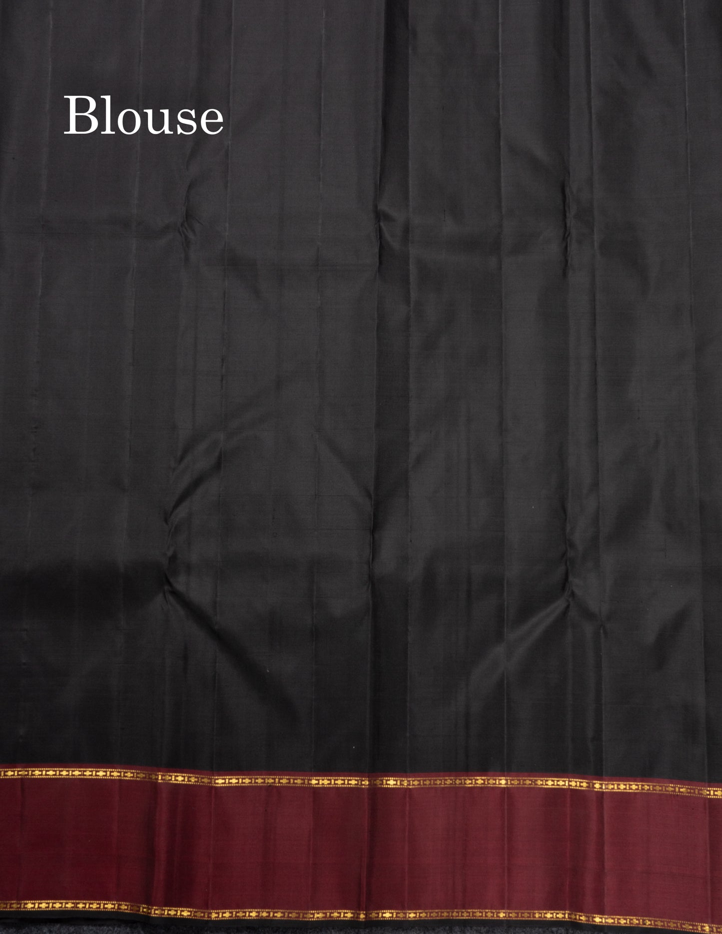Black Checks Pure Kanjivaram Silk Saree With Contrast Dark Maroon Gap Border