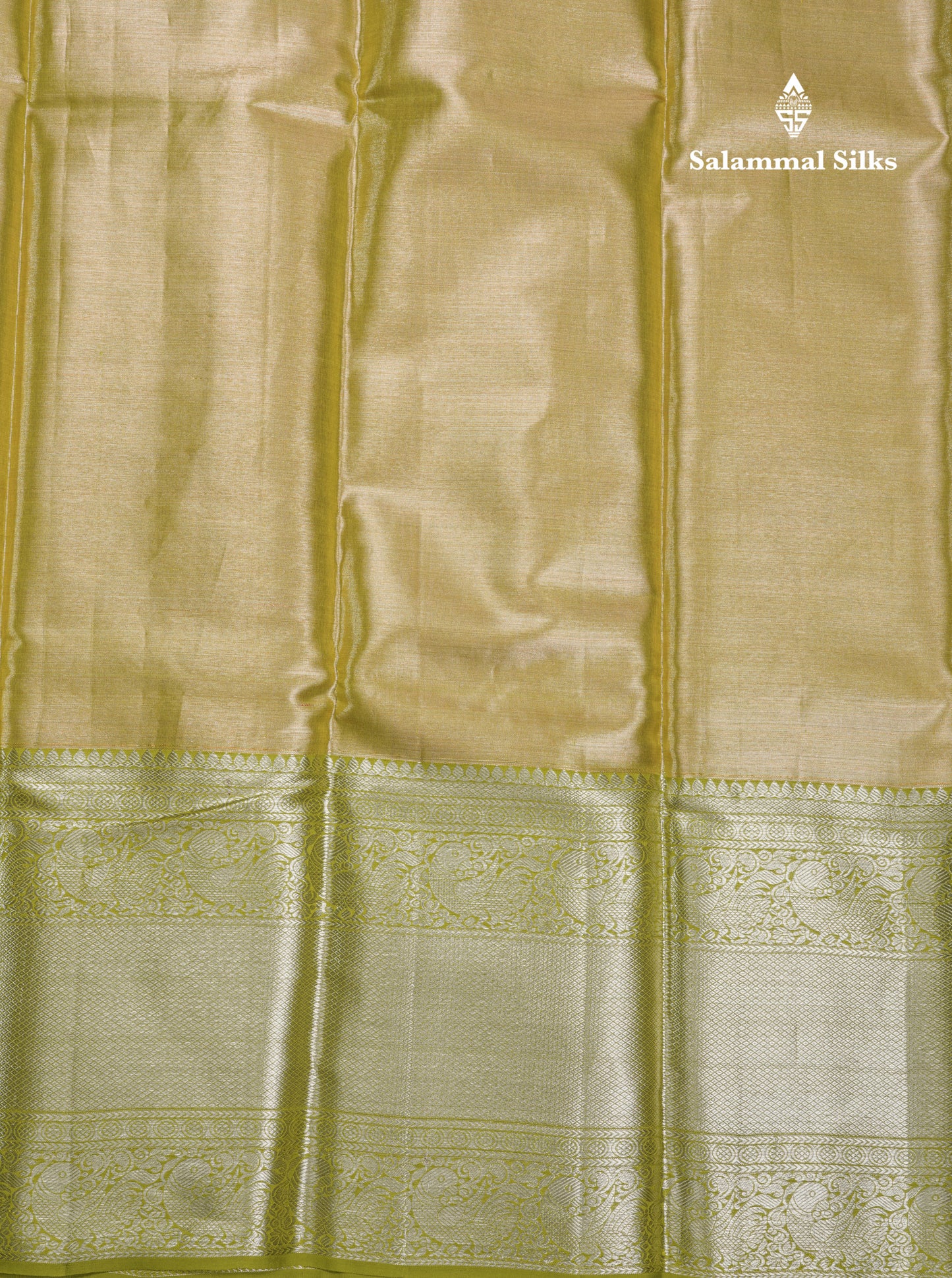 Dual Tone Green Beautiful Grand Bridal Pure Kanjivaram Silk Saree With Parrot Green Border