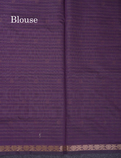 Beautiful Dark Purple Cotton Mix Saree With Contrast Mustard Yellow Blouse
