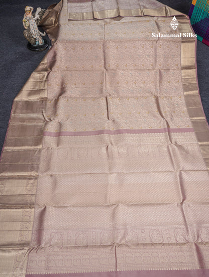 Light Lavender Beautiful Meenakari Work Grand Bridal Pure Kanjivaram Silk Saree With Evening Morning Self Border