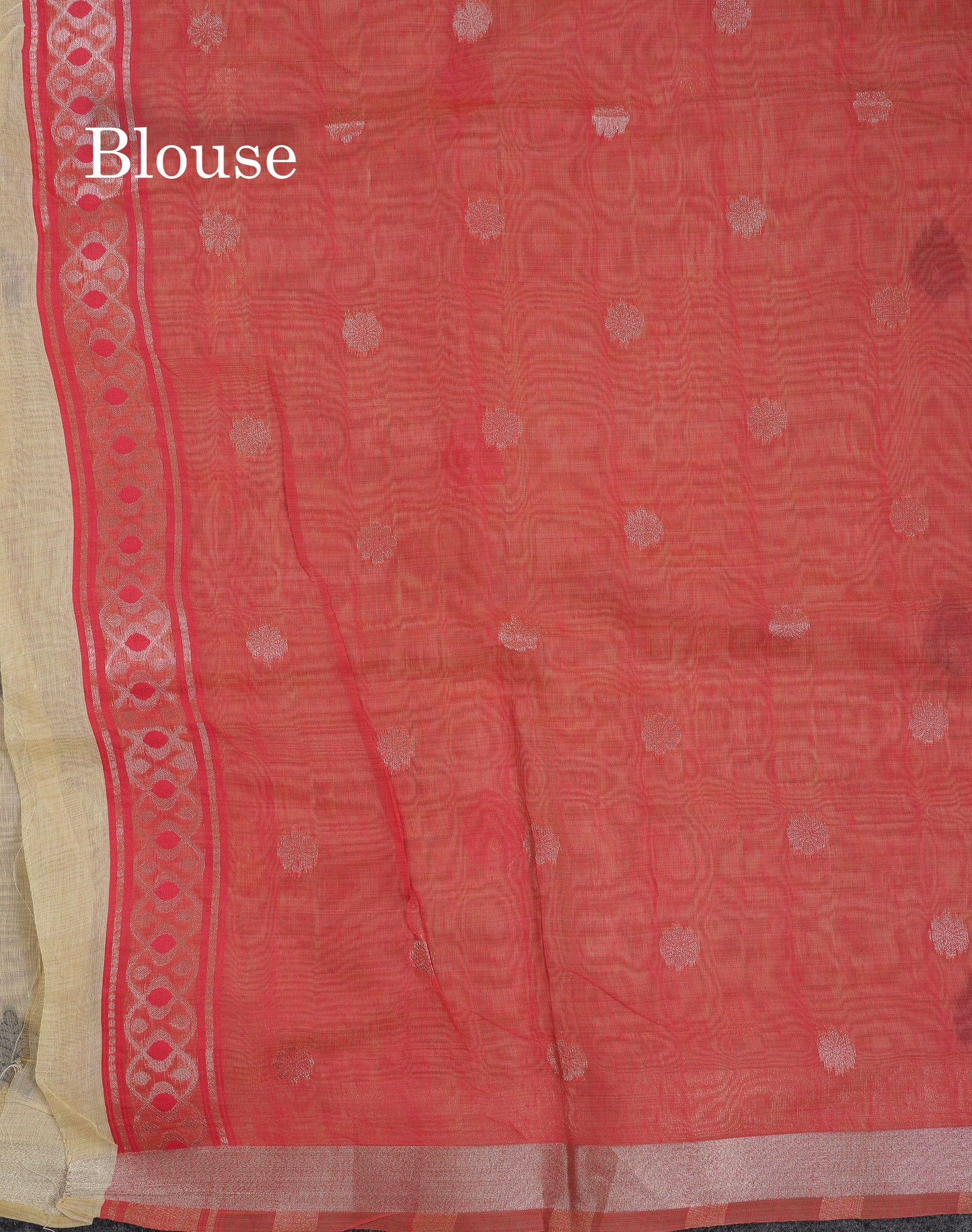 Beautiful Dark Peach Muga Cotton Saree With Contrast Pink Blouse