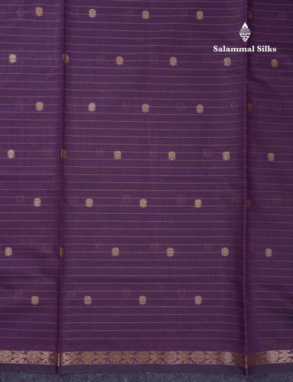 Beautiful Dark Purple Cotton Mix Saree With Contrast Mustard Yellow Blouse