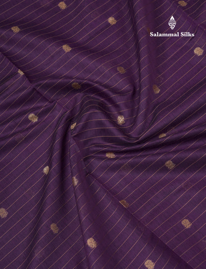 Beautiful Dark Purple Cotton Mix Saree With Contrast Mustard Yellow Blouse