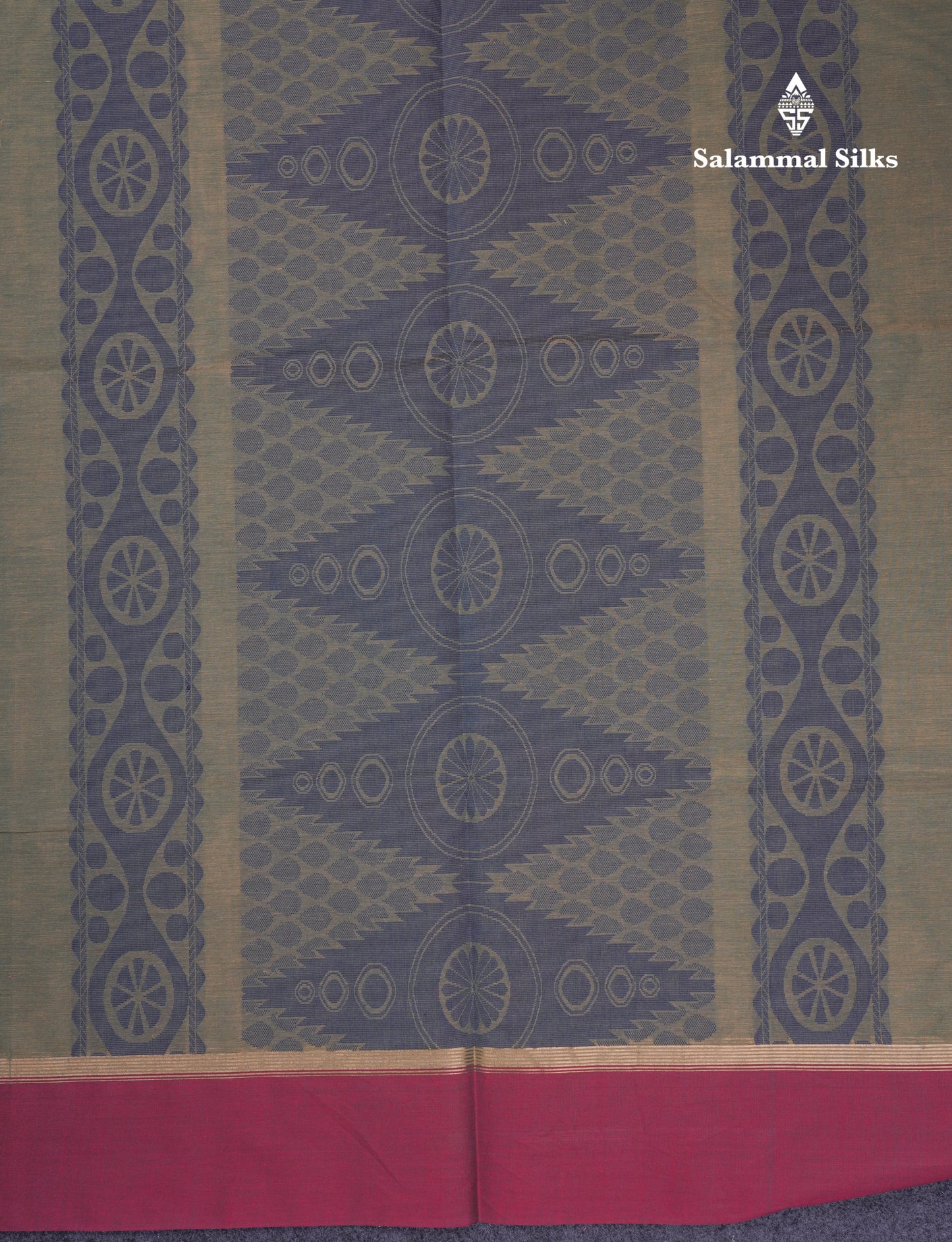 Beautiful Sapphire Blue Pure Cotton Saree With Contrast Purple Border
