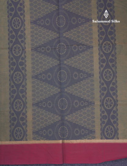 Beautiful Sapphire Blue Pure Cotton Saree With Contrast Purple Border