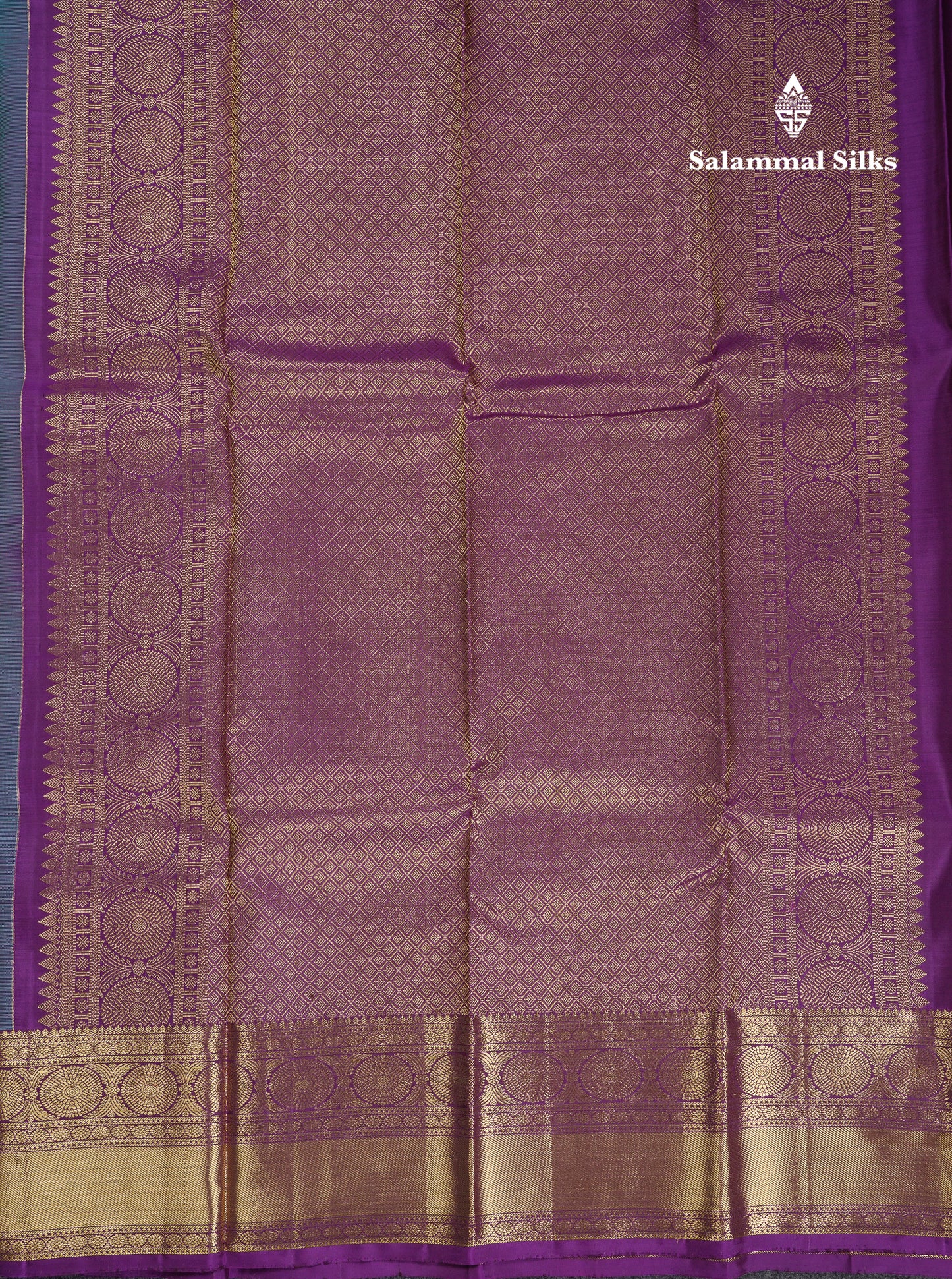Beautiful Ramar Blue Pure Kanjivaram Silk Saree With Contrast Dark Purple Traditional Border