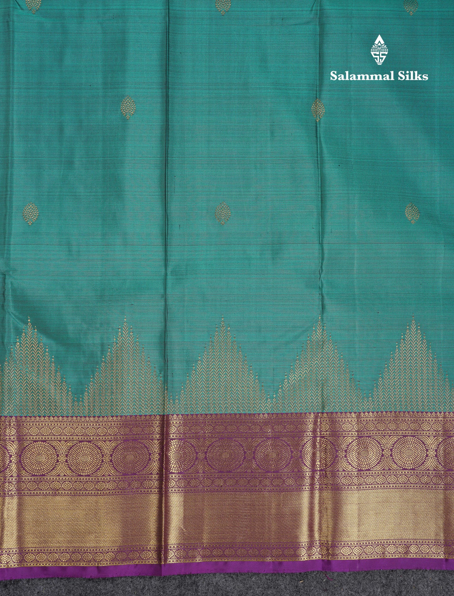 Beautiful Ramar Blue Pure Kanjivaram Silk Saree With Contrast Dark Purple Traditional Border