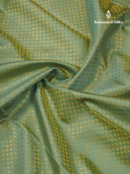 Sapphire Green Grand Jacquard Bridal Pure Kanjivaram Silk Saree With Magenta Pink Border