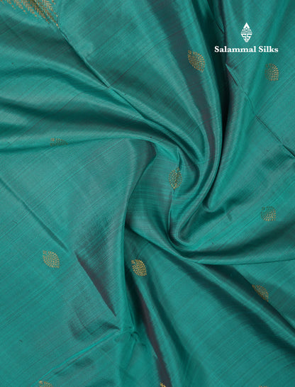 Beautiful Ramar Blue Pure Kanjivaram Silk Saree With Contrast Dark Purple Traditional Border