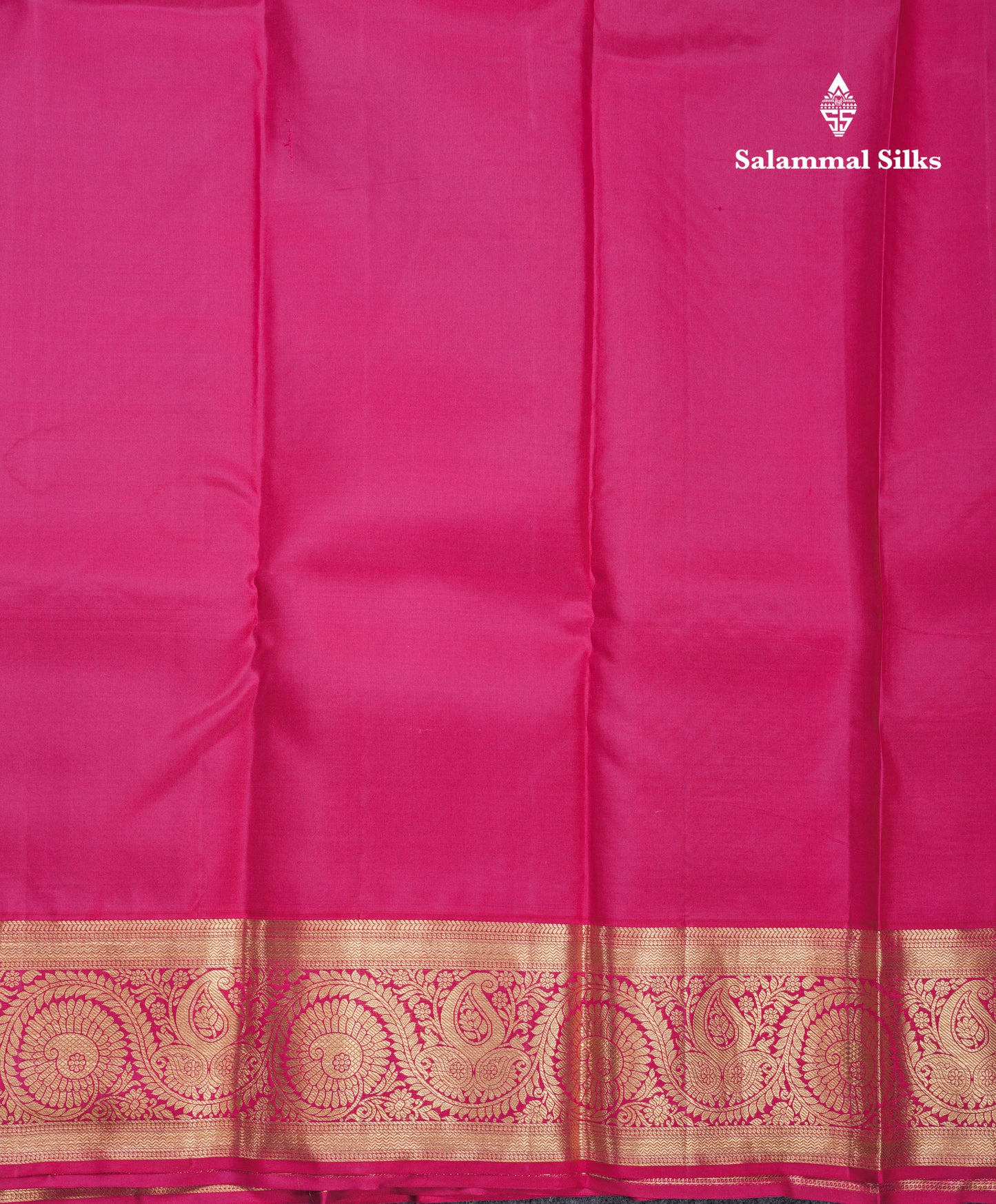Sapphire Green Grand Jacquard Bridal Pure Kanjivaram Silk Saree With Magenta Pink Border