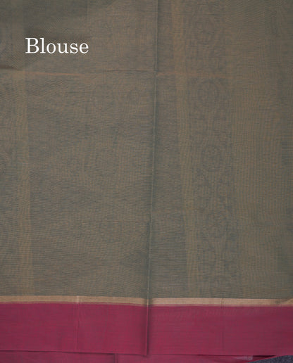 Beautiful Sapphire Blue Pure Cotton Saree With Contrast Purple Border