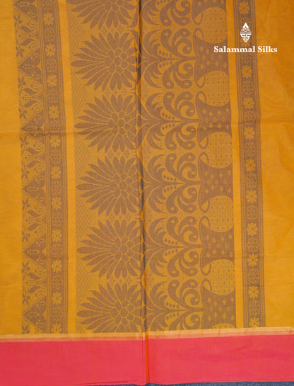 Beautiful Sapphire Blue Pure Cotton Saree With Contrast Purple Border