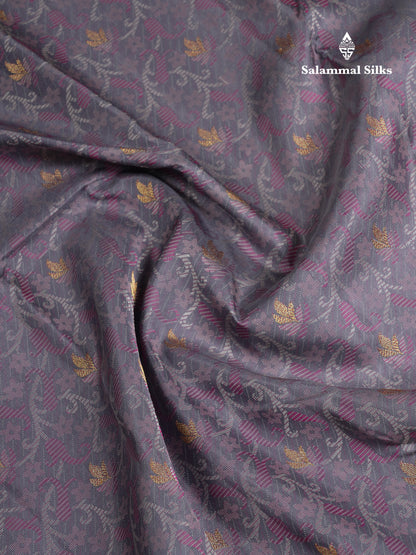 Beautiful Grey Pure Kanjivaram Silk Saree With Traditional Border