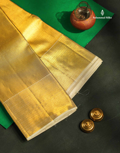 Beautiful Gold Tissue Bridal Pure Kanjivaram Silk Saree With Traditional Border