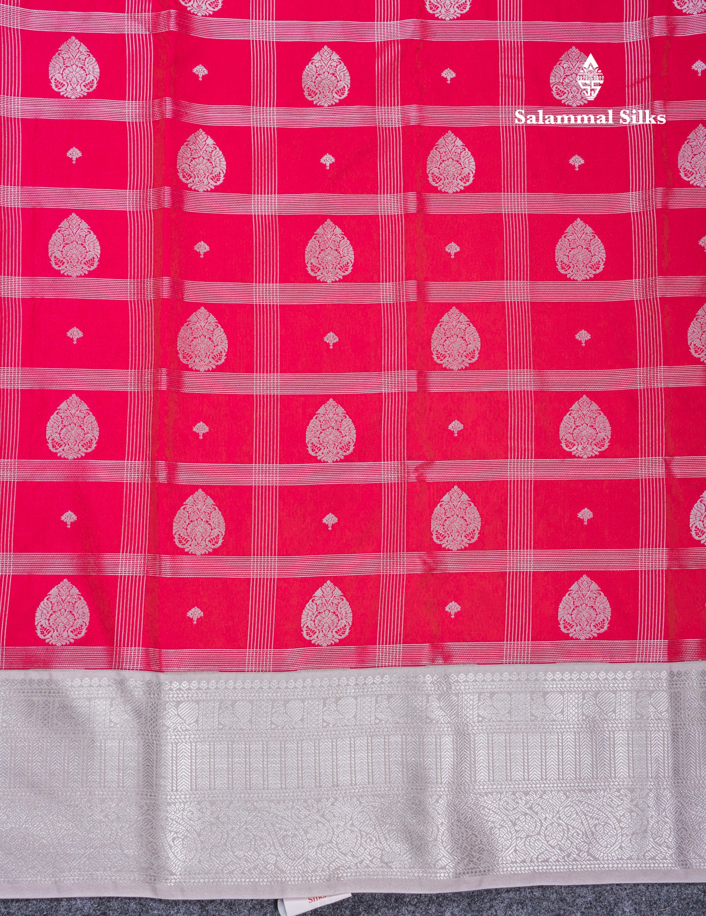 Pink Velthari Checks Beautiful Semi Silk Saree With Contrast Half White Border
