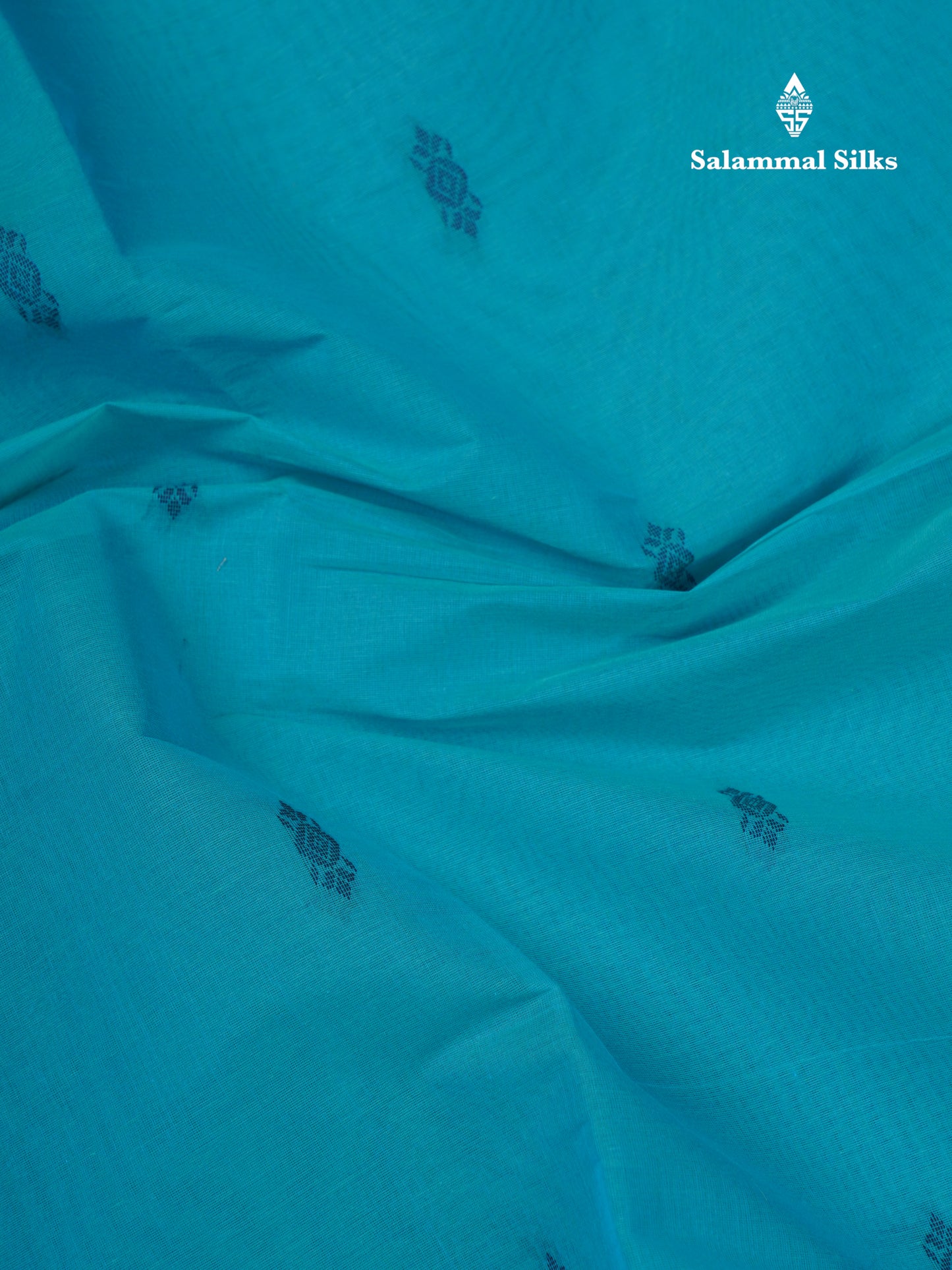 Beautiful Sapphire Blue Pure Cotton Saree With Contrast Purple Border