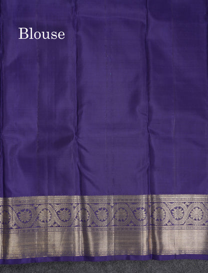 Beautiful Navy Blue Pure Kanjivaram Silk Saree With Traditional Border