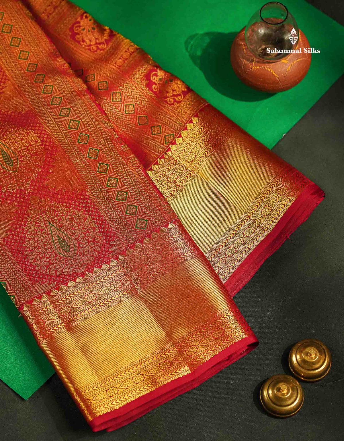 Bridal Pure Kanjivaram Silk Saree - Maroon Colour Body Meenakari Work With Traditional Border