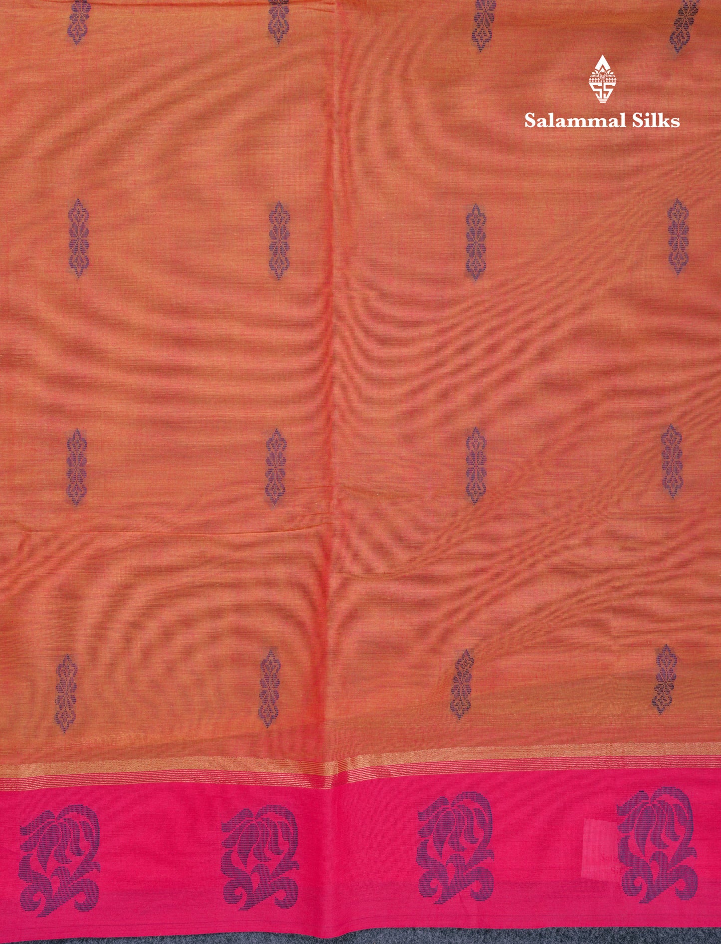 Beautiful Sapphire Blue Pure Cotton Saree With Contrast Purple Border