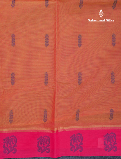 Beautiful Sapphire Blue Pure Cotton Saree With Contrast Purple Border