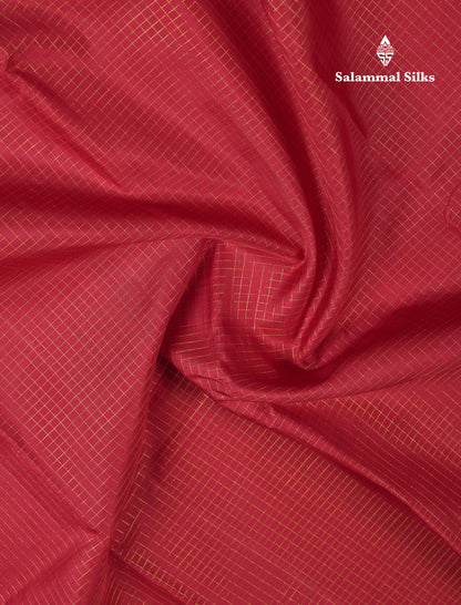 Beautiful Maroon Vaira Oosi Small Checks Pure Kanjivaram Silk Saree With Traditional Border