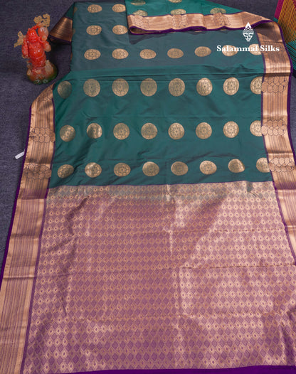 Beautiful Rust Orange Traditional Buttas Semi Silk Saree With Dark Maroon Border