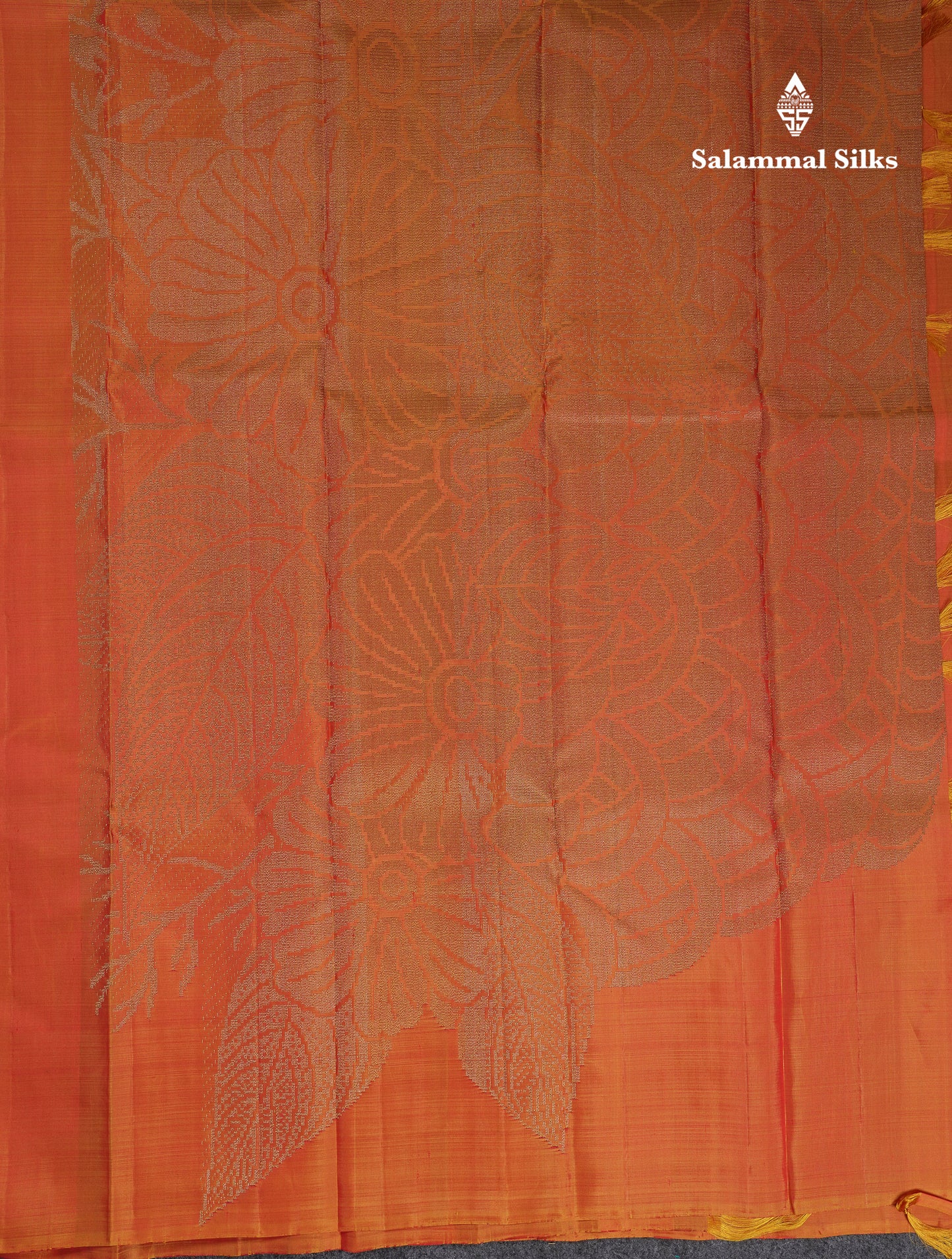 Beautiful Dual Tone Orange Fancy Pure Kanjivaram Silk Saree With Blouse